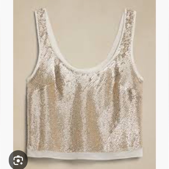 Sexy Banana Republic Alina Cream / Gold Cropped Sequin Tank Top! - Picture 4 of 14